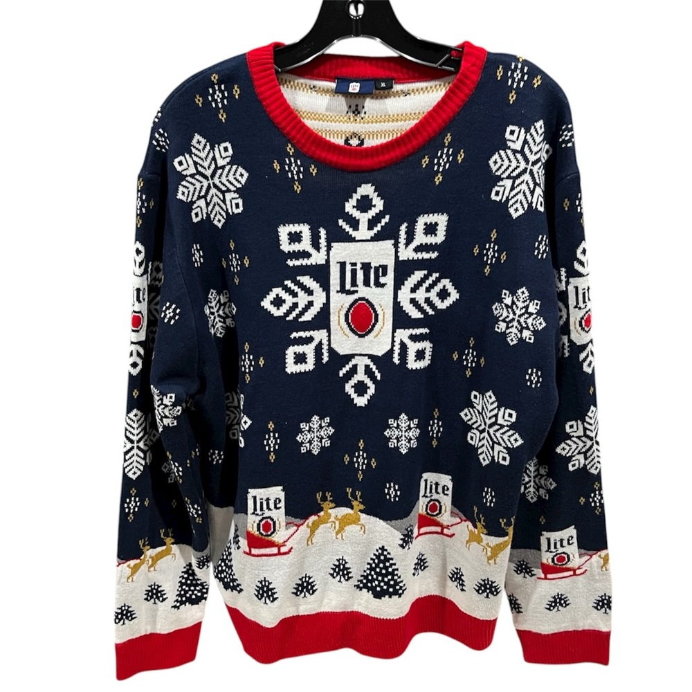 Miller Lite Men's Ugly Christmas Sweater Size XL